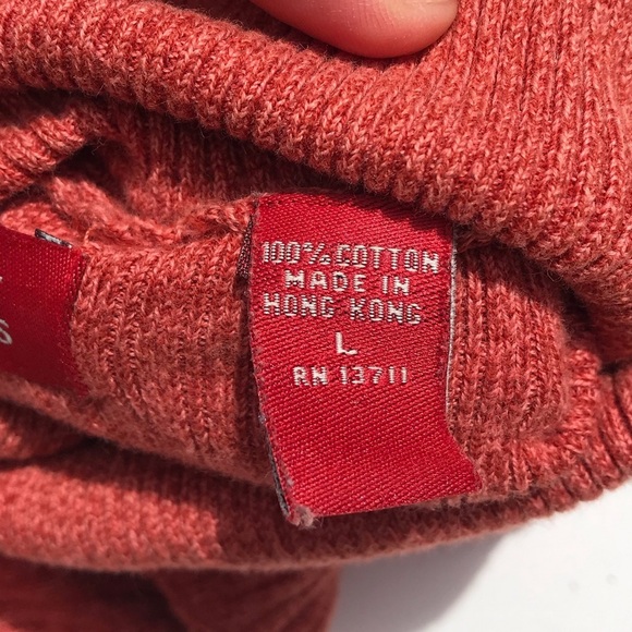 Vintage 90s Coral Pink Ribbed Knit Sweater Top L - Picture 5 of 11